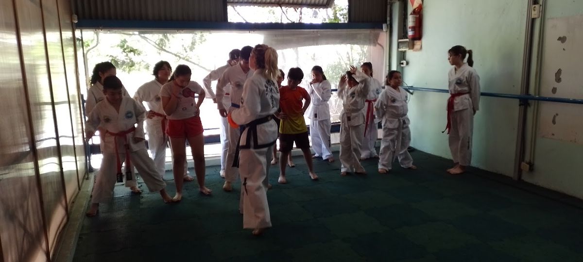 Clase de taekwondo infantil en el tatami